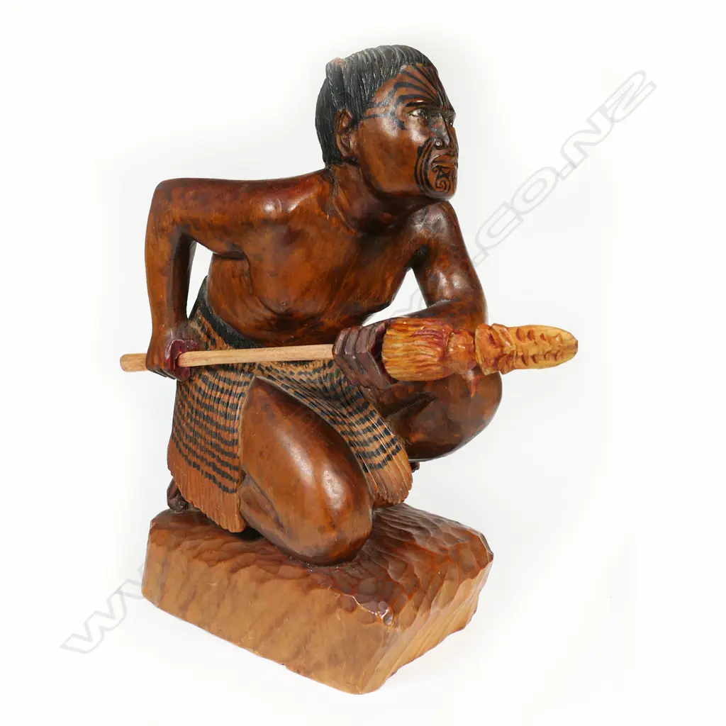 Vintage (Stan Goodsell) Māori carved warrior figure, Image 1++